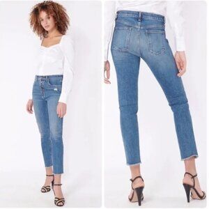 Veronica Beard Faye High Rise Skinny Jeans Frayed Hem